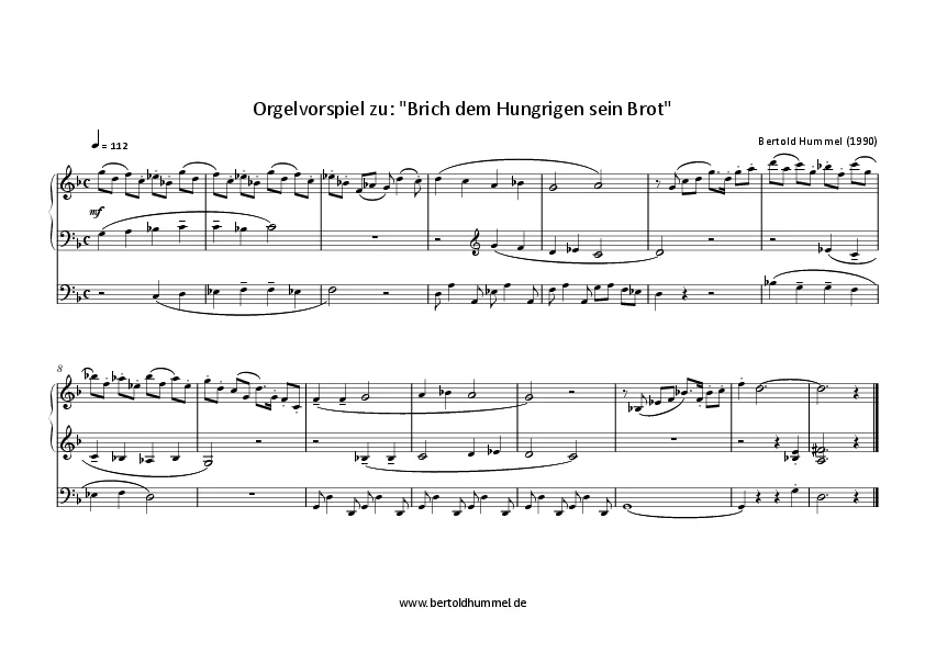 Bertold Hummel: Brich dem Hungrigen sein Brot (Orgelvorspiel)
