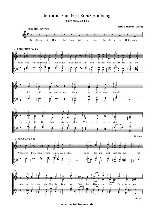 Bertold Hummel: Introitus zum Fest Kreuzerhöhung (Partitur komplett)