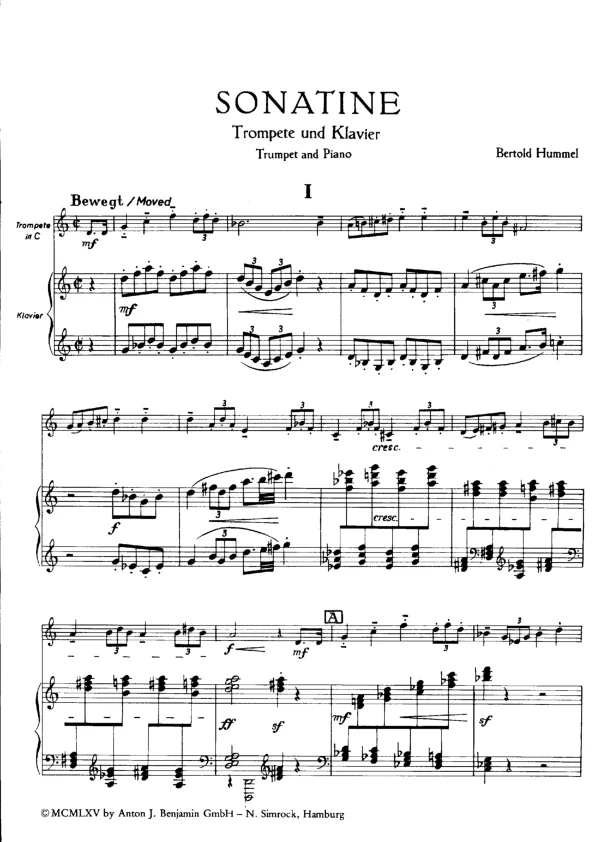 Bertold Hummel : op. 1a, n° 1 (partition)