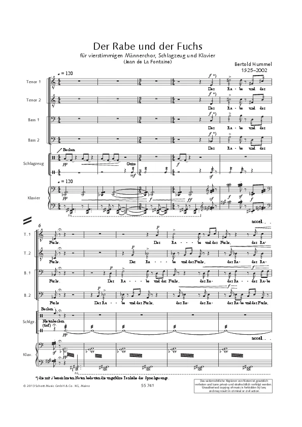Bertold Hummel Der Rabe und der Fuchs - Kantate