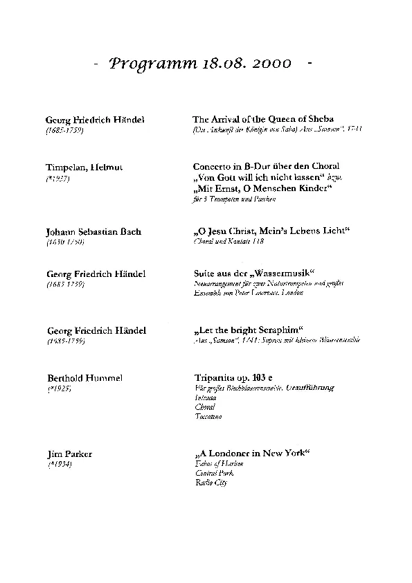 Programm der UA op. 103e