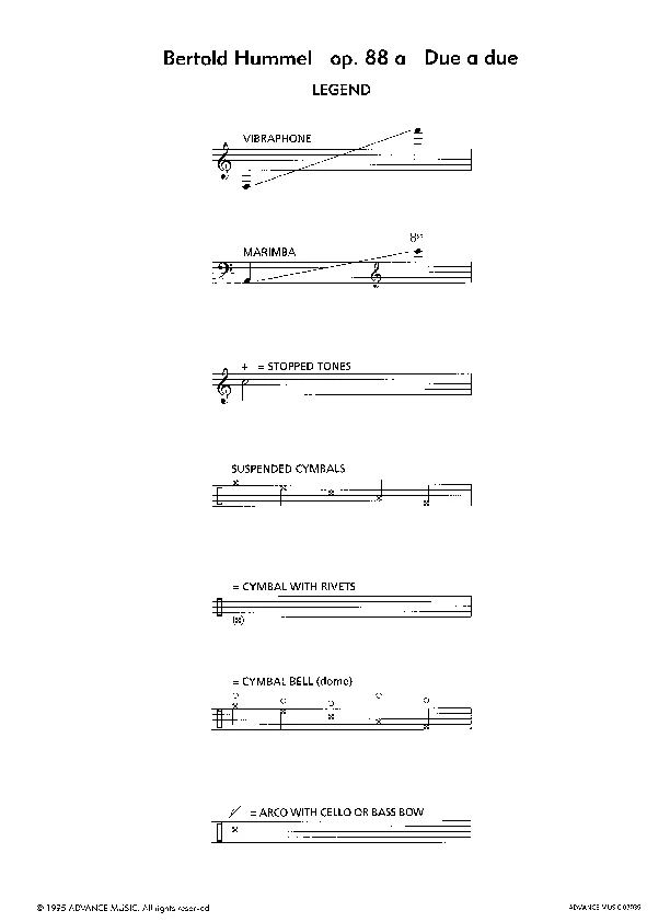 Bertold Hummel: Due a due für Sopran-Saxofon in B und Percussion, op. 88a (Percussion Tabulatur)