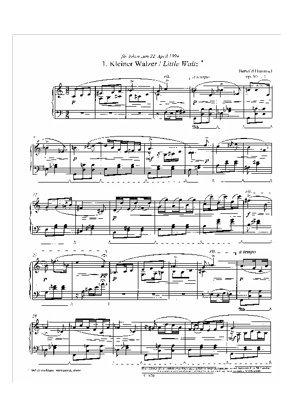 Bertold Hummel : 3 valses pour piano, op. 95f (partition)