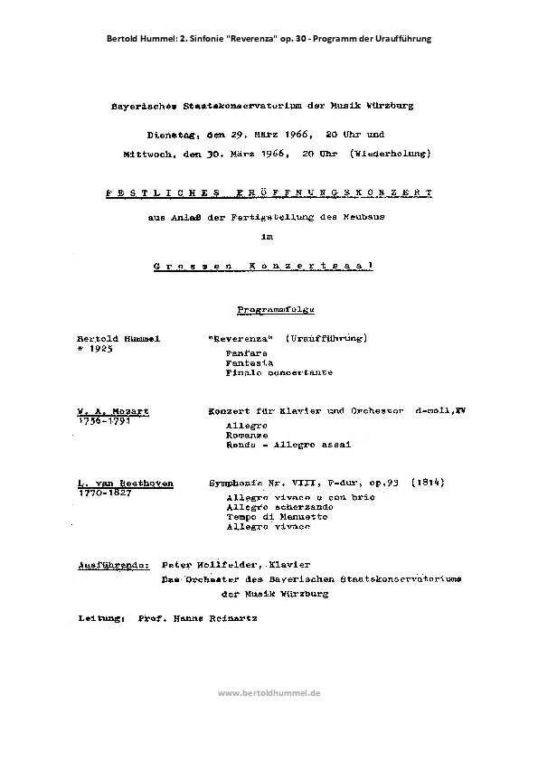 Programme de l'UA op. 30
