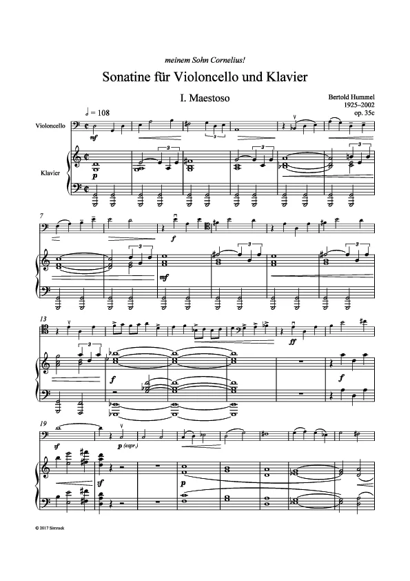 Bertold Hummel: Sonatine, op. 35c (Noten)