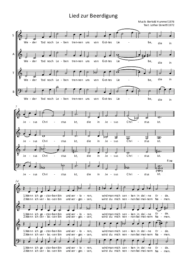 Bertold Hummel : Chant funèbre (partition complète)