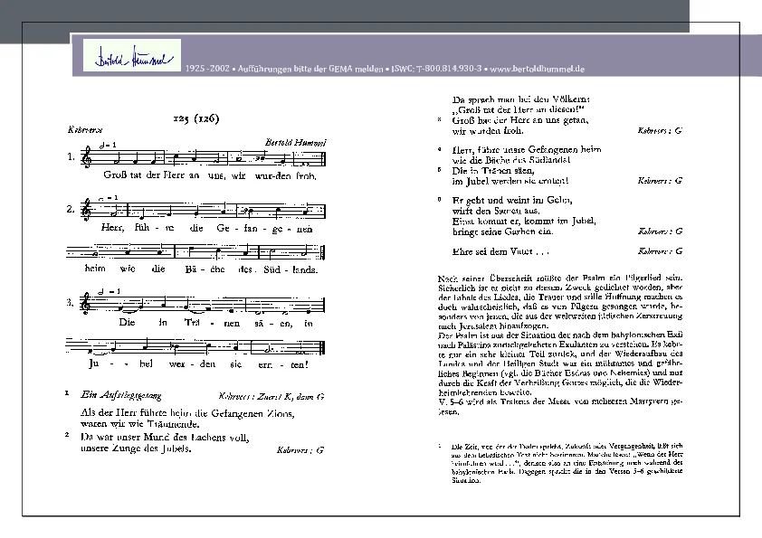 Bertold Hummel: Psalm 126 - einstimmig
