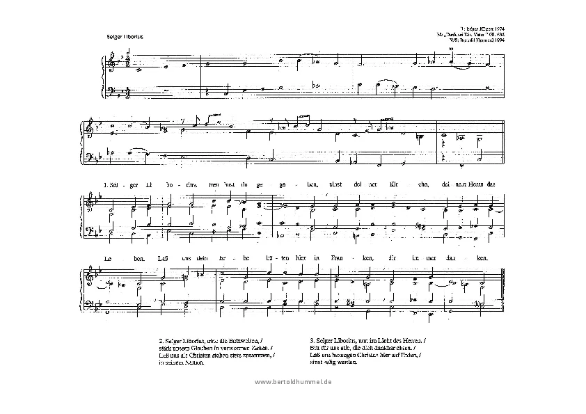 Bertold Hummel: Selger Liborius (Orgelvorspiel und Liedsatz)