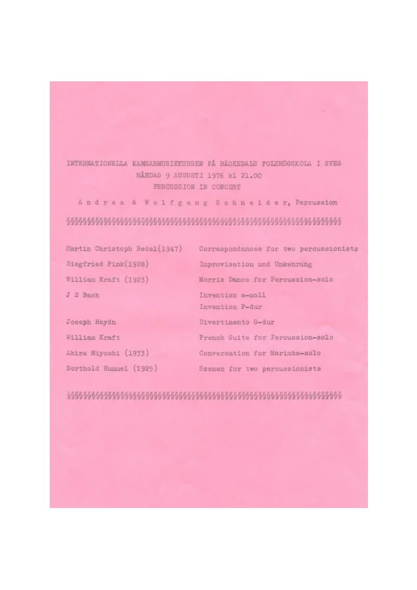 Programme de l'UA op. 58