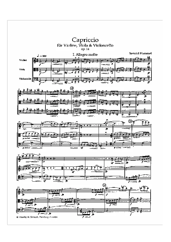 Bertold Hummel: Op. 14, 1 (Noten)