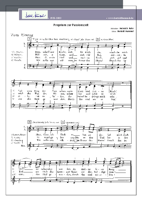 Bertold Hummel: Proprium zur Passionszeit (Chorpartitur)