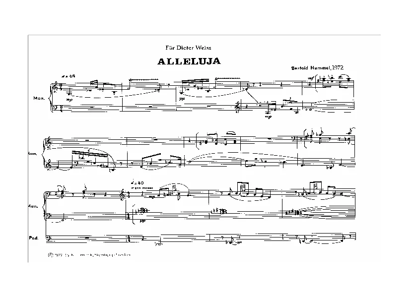 Bertold Hummel : Alléluia pour orgue, op. 44 (partition)
