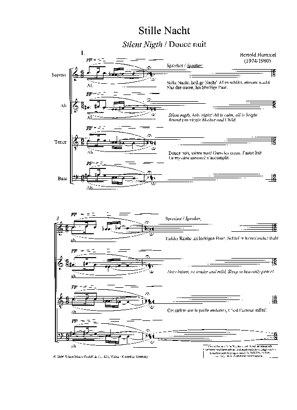 Bertold Hummel: Silent Night, 3 Variations (sheet music)