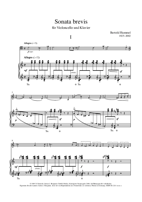 Bertold Hummel: op. 11a, 1 (Noten)