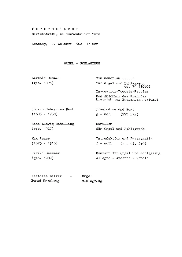Programme de l'UA op. 74