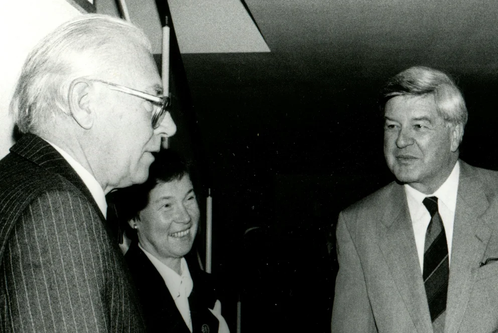 Bertold Hummel, Adelheid und Hans Maier im Gespräch, München, 20. November 1990