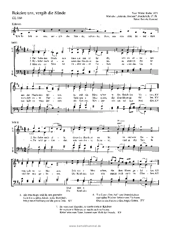 Bertold Hummel: Bekehre uns, vergib die Sünde (Chorsatz)