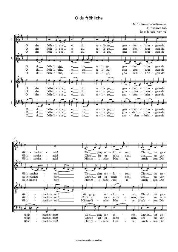 Bertold Hummel: O du fröhliche (Chorsatz)