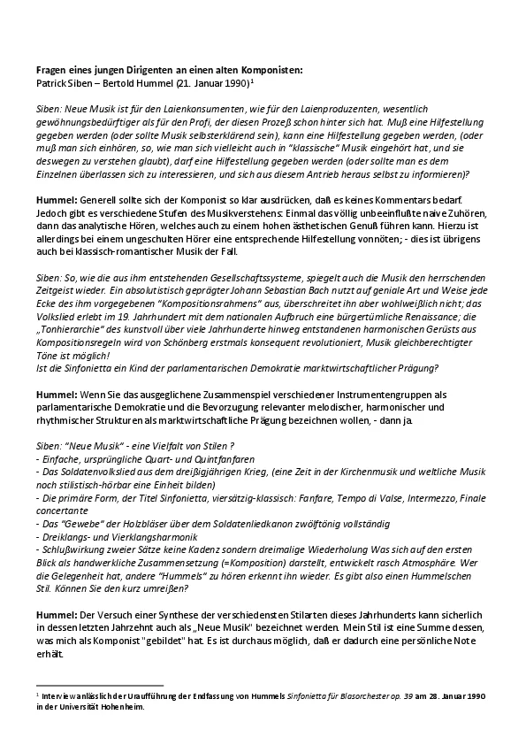 Interview zu op. 39 (Endfassung) - 1990