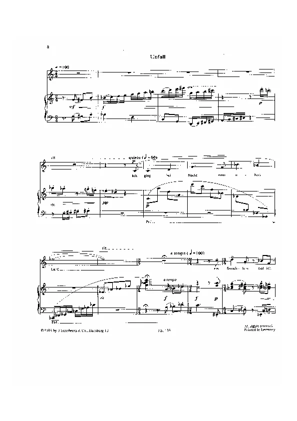 Bertold Hummel : Cinq chants d'après des poèmes de Joseph von Eichendorff pour voix moyenne et piano, op. 88b, n° 4 « Accident »