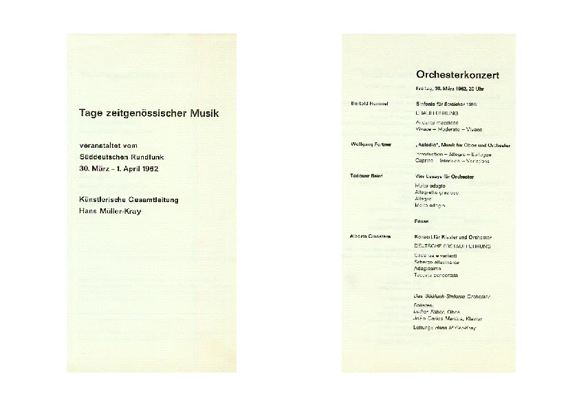 Programme de la création de l'op. 20 (Stuttgart)