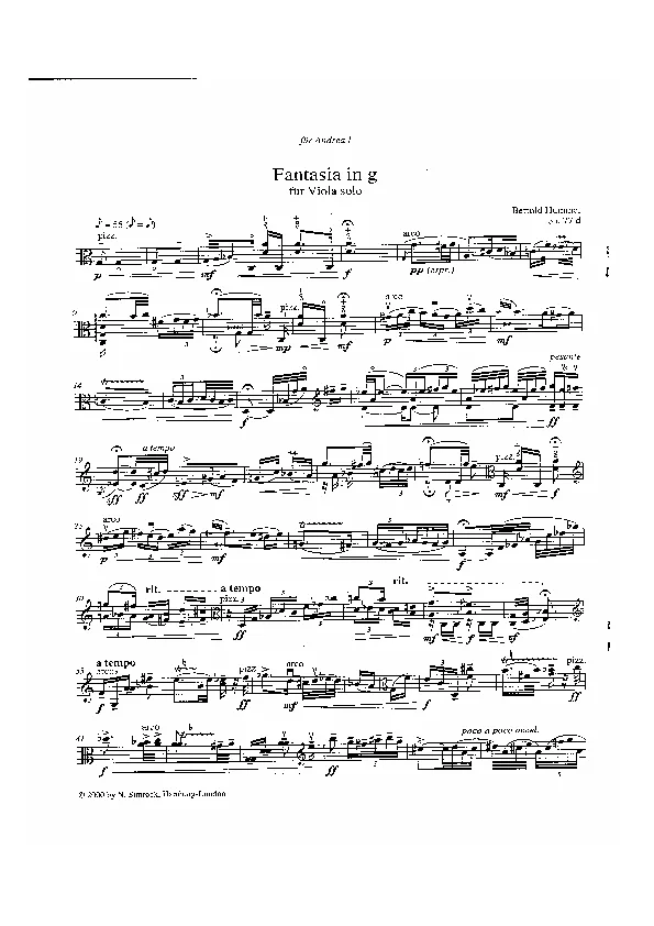 Bertold Hummel: Fantasia in G for viola, Op. 77d2 (sheet music)
