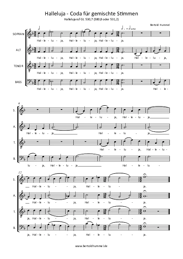 Bertold Hummel: Halleluja Chor-Coda 1998
