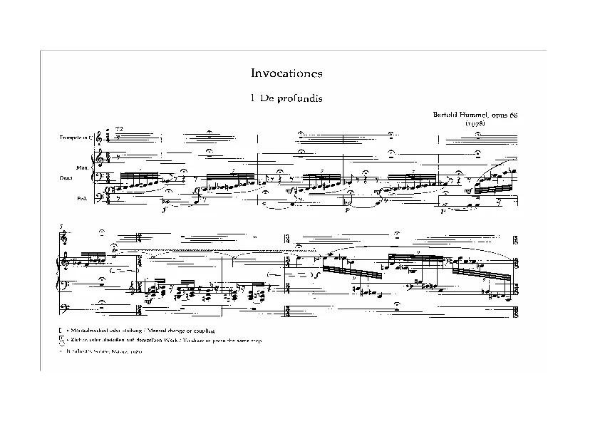 Bertold Hummel: Invocationes, Op. 68a, No. 1 (sheet music)