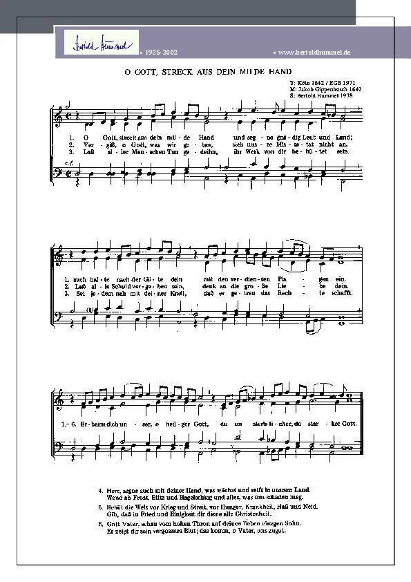 Bertold Hummel: O Gott, streck aus (Chorsatz)