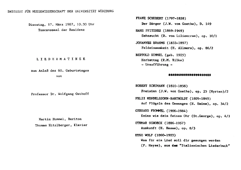Programm der UA op. 71c