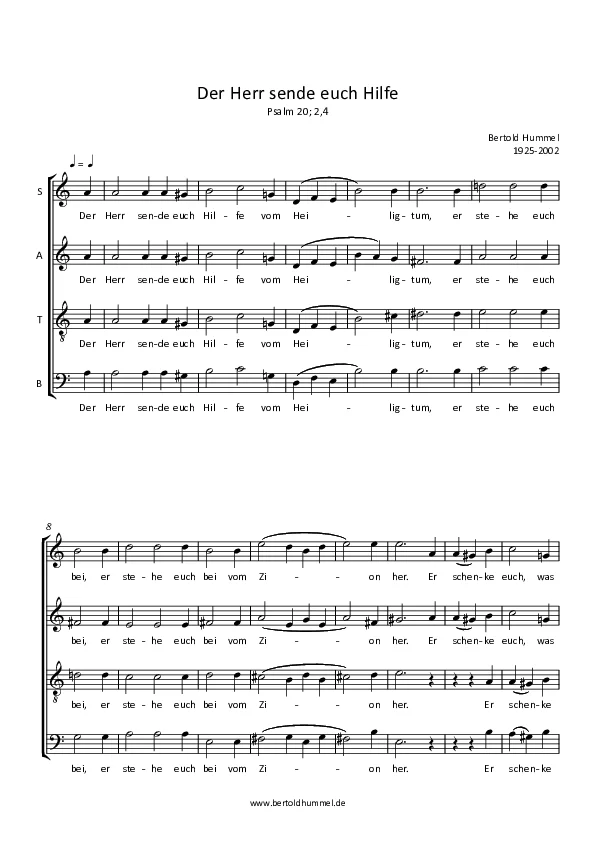 Bertold Hummel: May the Lord Send You Help (Complete choral score)