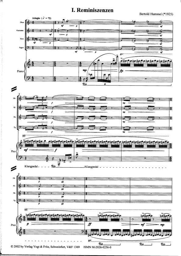 Bertold Hummel: Quintett, op. 106, 1 (Noten)