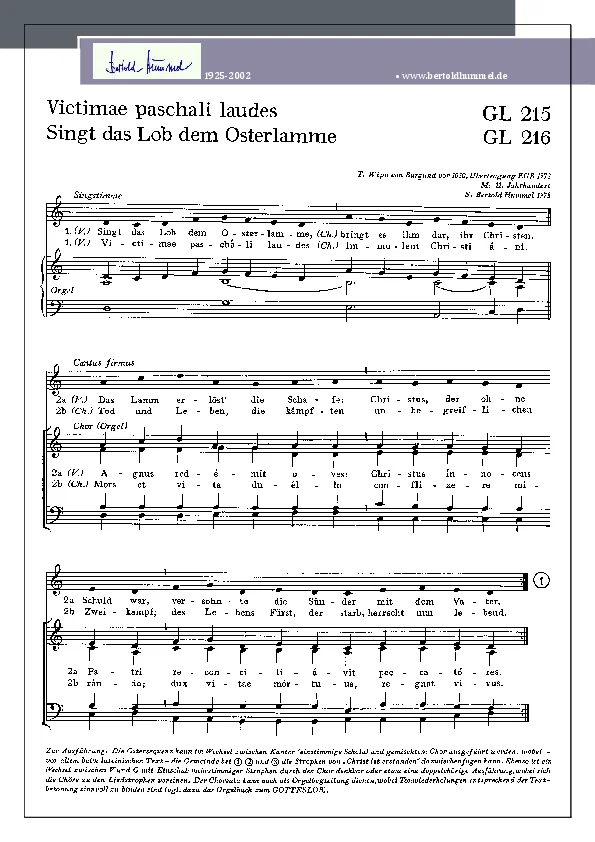 Bertold Hummel: Victimae paschali laudes (Chor- und Orgelsatz)