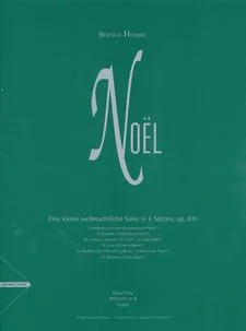 Türkisfarbenes Notenheft-Cover, Titel „Bertold Hummel, Noël, Eine kleine weihnachtliche Suite in 6 Sätzen, op. 87e“, für Oboe/Flöte, Klarinette in B, Fagott, advance music