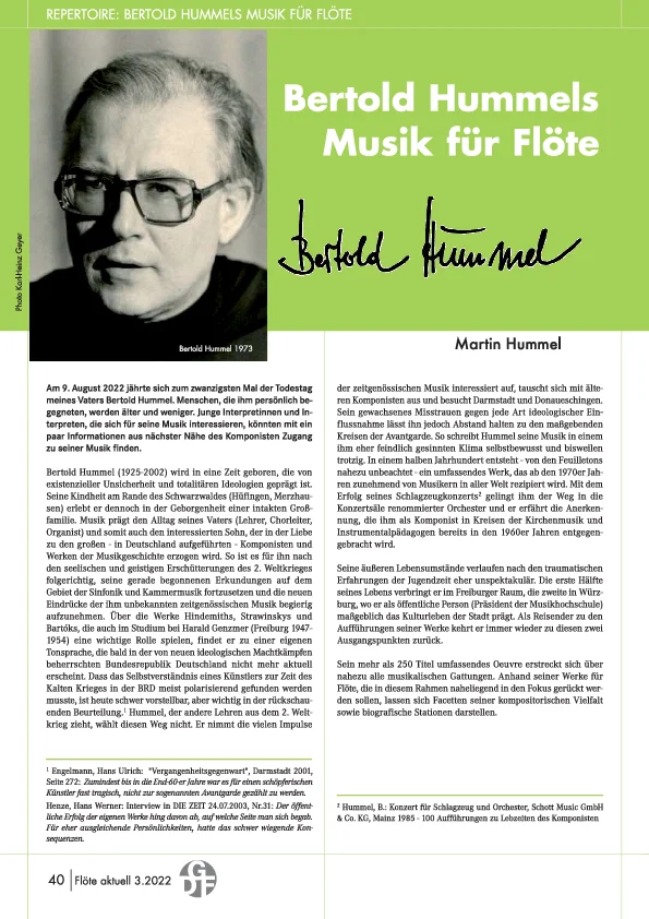 M. Hummel: Bertold Hummels Musik für Flöte