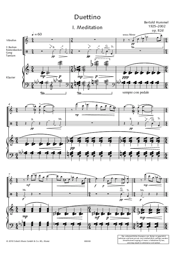 Bertold Hummel : Duettino, op. 82b (partition)