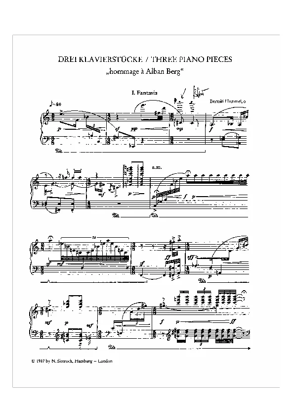 Bertold Hummel: 3 Piano Pieces, Op. 83, No. 1 (sheet music)